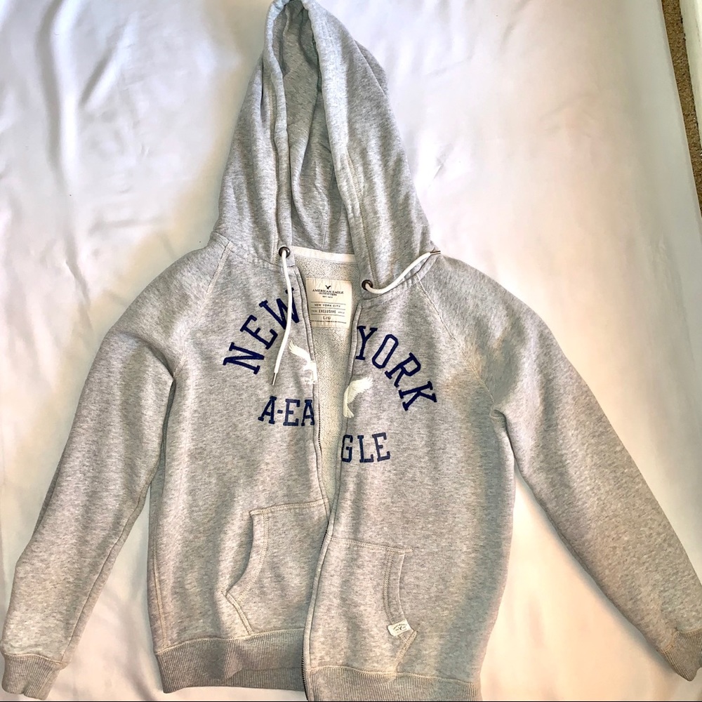 American Eagle Light Gray Zipper Hoodie